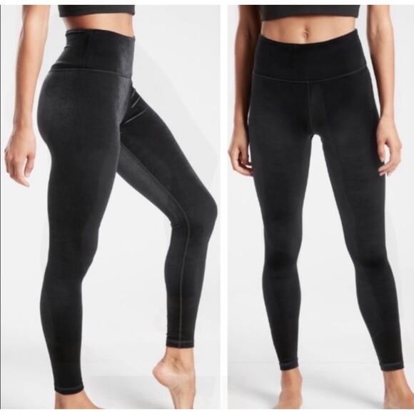 Athleta Elation Leggings Ultra High Rise Tight Velvet Plush Black Size Small - Picture 1 of 8